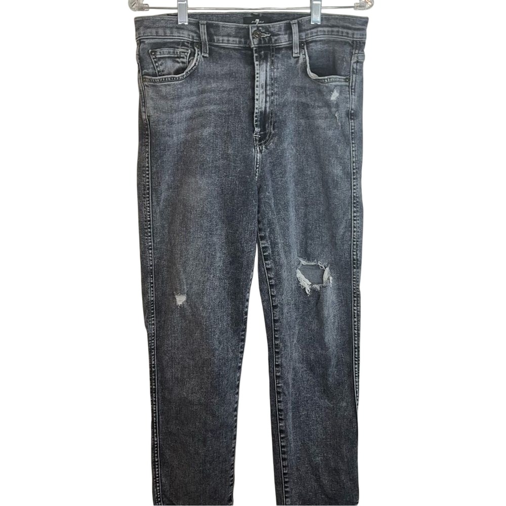 7 For All Mankind Womens High‎ Waist Cropped Straight Leg Denim Jean, Size 31